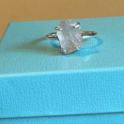 Natural Rough Crystal Ring - Raw Rose Quartz