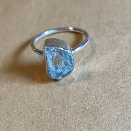 Natural Rough Crystal Ring – Raw Aquamarine option 2