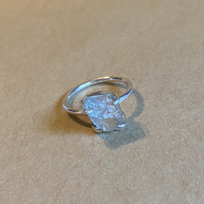Natural Rough Crystal Ring - Raw Aquamarine