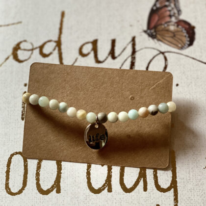 Handmade Semi Precious Beaded Bracelet with Life Charm