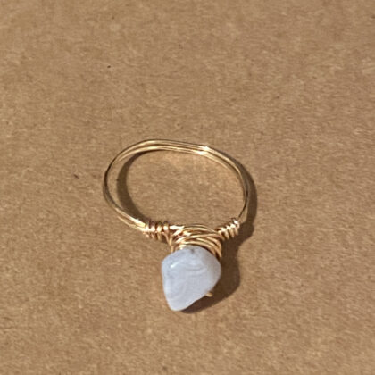 Natural Stone Ring - Blue Lace Agate
